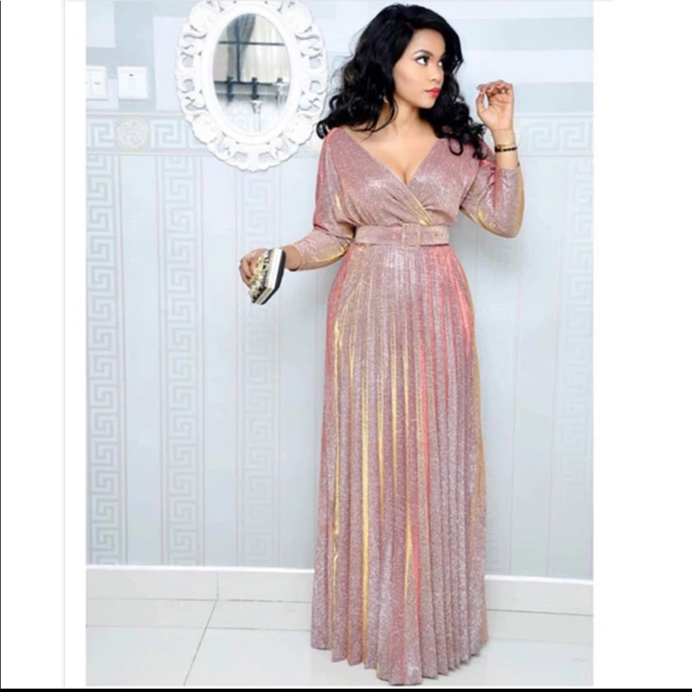 Nwt sparkly long dress with belt